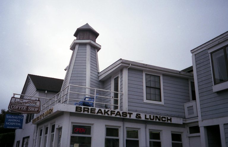 Charming lighthouse-themed café in Sausalito offering breakfast and lunch options in a coastal setting.